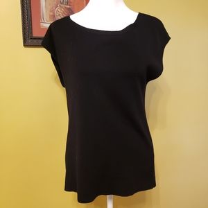 Talbots black cap sleeve cotton blend Size M